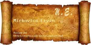 Mirkovics Ervin névjegykártya
